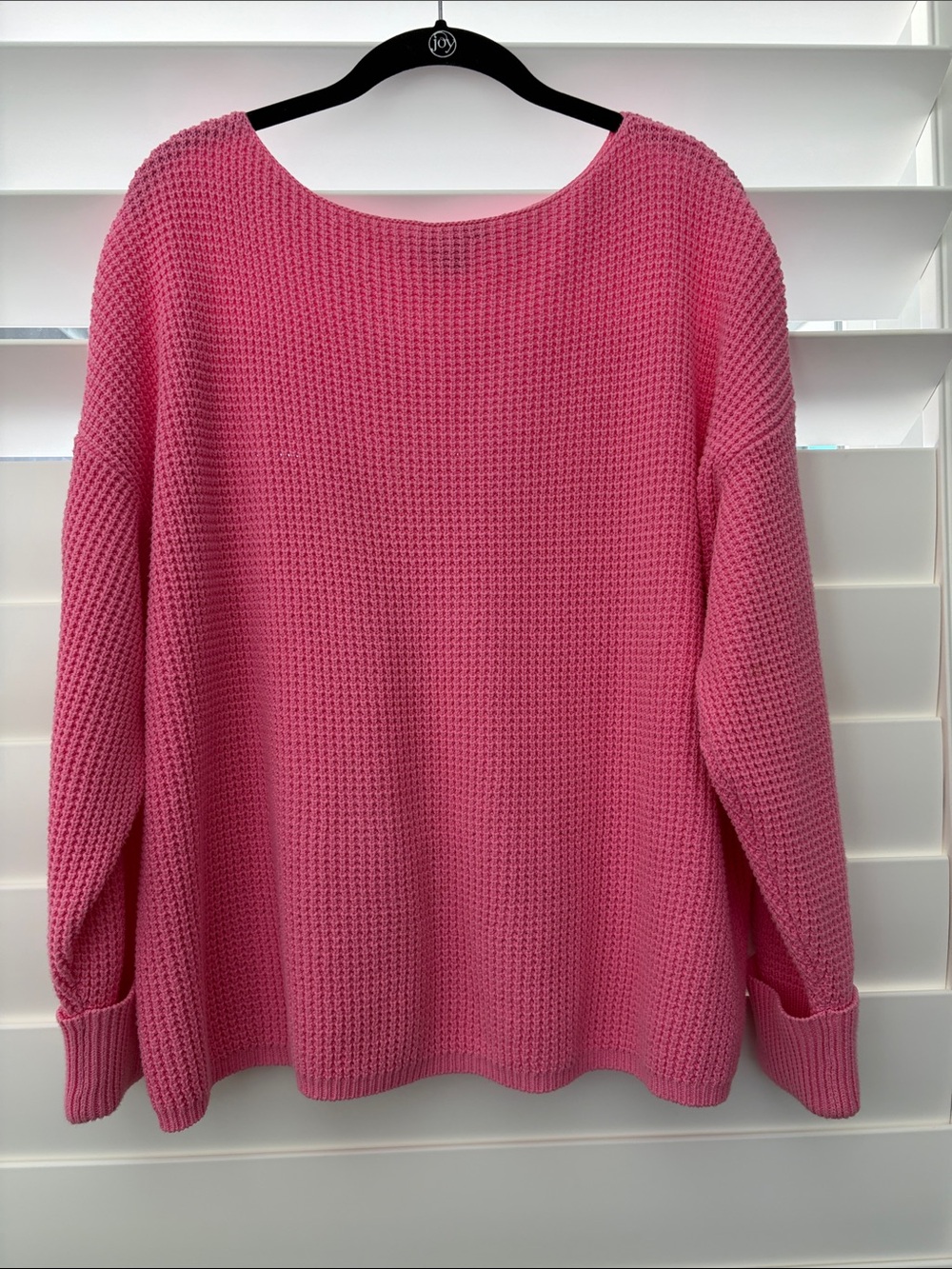 French Connection Cotton Pink Waffle-Knit Sweater